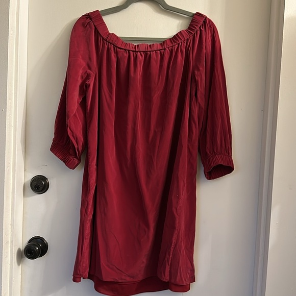 Alice + Olivia Red Off Shoulder Silk Mini Dress large - Picture 7 of 8